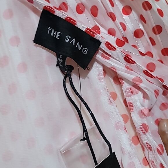 The Sang Red and White Open Back LongSleeve Blouse Size Small NWT - Picture 8 of 8